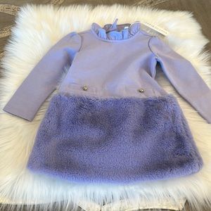 JACK & JANE Lavender Faux Fur Baby Dress w/ Matching Panties NWT Size 12-18 mo